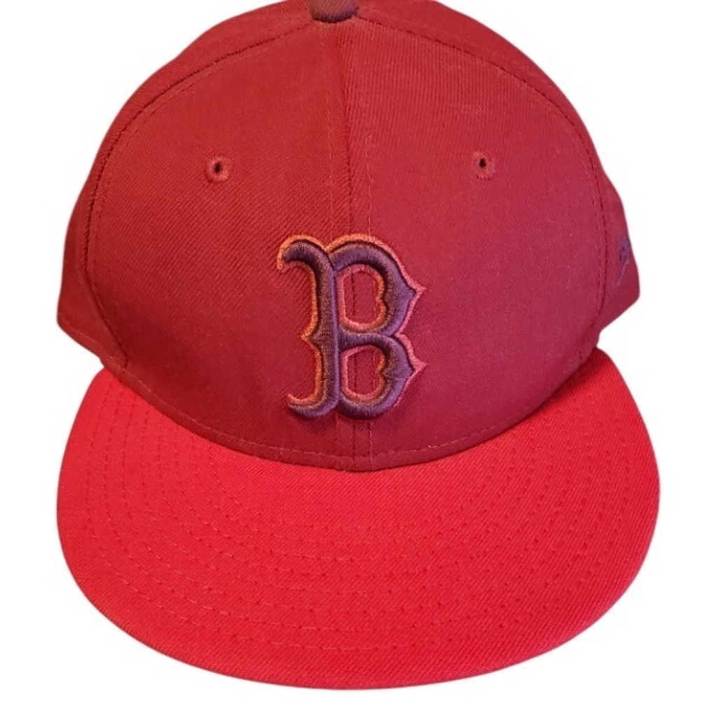 MLB Boston Red Sox 5950 Men's Fitted New Era Hat 7-5/8 Cap Red Purple 59FIFTY